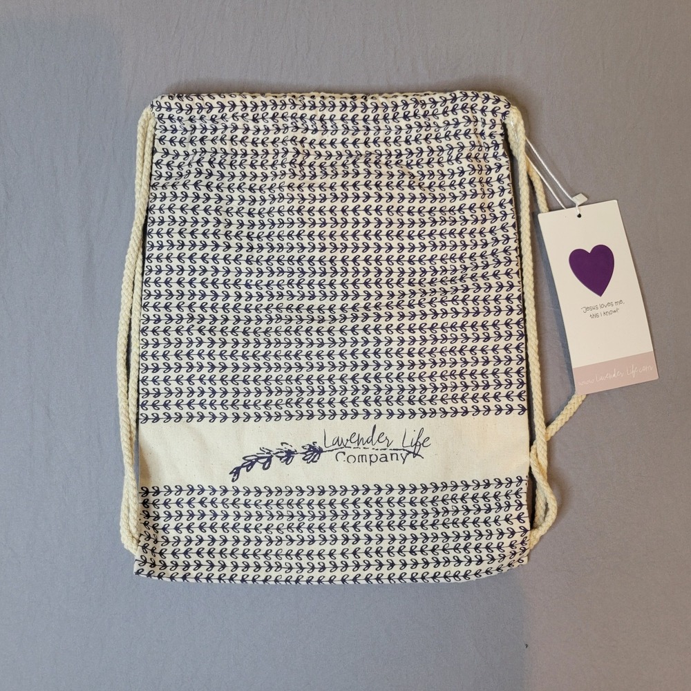 Lavender Life-Little Buds Co.‎ Printed Drawstring Backpack/Canvas Tote NWT 13x11
